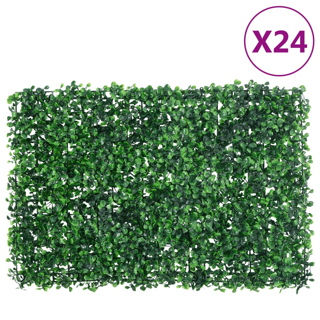  vidaXL Umělý plot z listnatého keře 24 ks zelený 40 x 60 cm